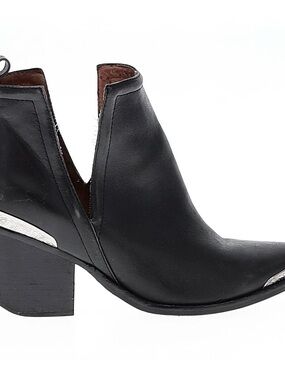 Jeffrey Campbell Black Leather Ankle Boot with Silver Accents